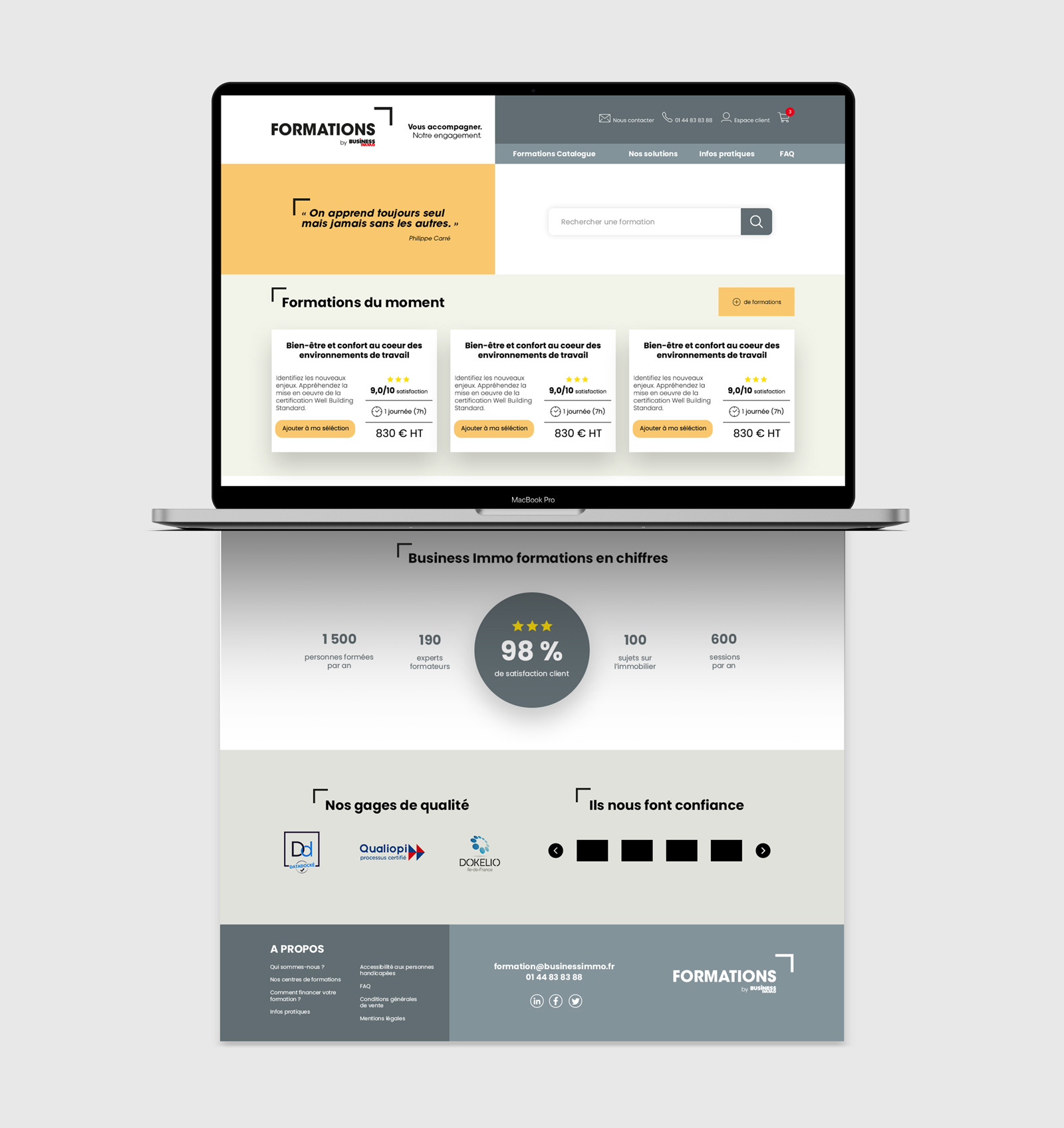 Design du site web de business immo formation